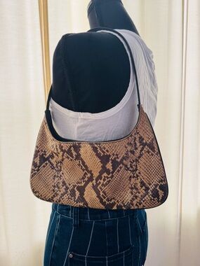 The Limited Leather Snakeskin Embossed Baguette